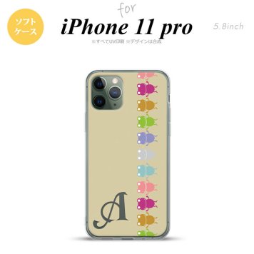iPhone11Pro iPhone11 Pro スマホケース ソフトケース カエル かえる 帯 B ベージュ +アルファベット メンズ レディース nk-i11p-tp673i