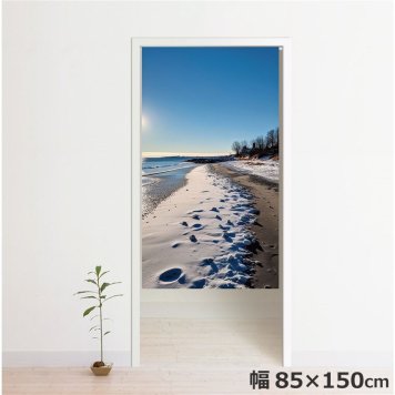 のれん 暖簾 温泉 洗える 目隠し 間仕切り タペストリー オリジナルプリント 転写  約85×150cm  遠近 ブルー 空 風景 150丈 ミラーレース
