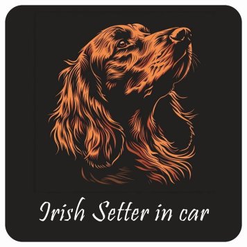 ドッグ カーステッカー イラスト付 Dog in Car アイリッシュセター Aタイプ セーフティサイン 犬種別 正方形 13x13cm シール リア あおり運転対策 Dog Sticker 屋外 屋内 防水 かわいい おしゃれ 安全対策 カーサイン
