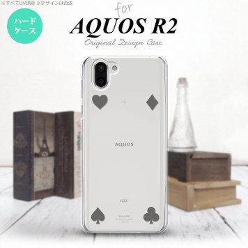 AQUOS R2 アクオス アール2 SH-03K SHV42 専用 スマホケース カバー ハードケース トランプ(四隅) クリア×グレー nk-r2-521[スマホ,スマホケース,スマホカバー,ケース,カバー,ジャケット]