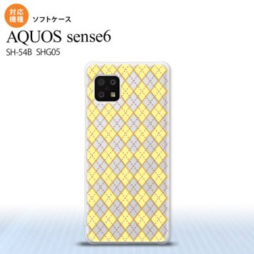 SH-54B SHG05 AQUOS sense6 スマホケース ソフトケース アーガイル クリア 黄 メンズ レディース nk-sens6-tp1406