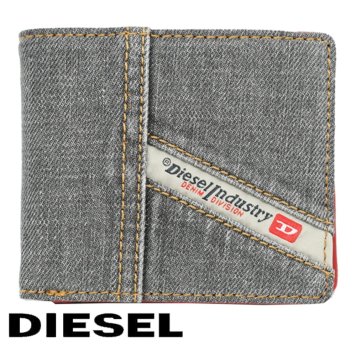 DIESEL ディーゼル 二つ折 折財布 X08450 P4492 T8013 デニム 新品 無料ラッピング可 