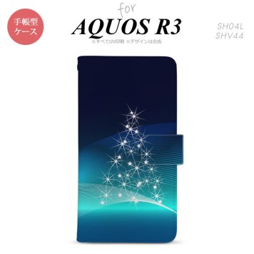 SH-04L/SHV44 AQUOS R3 手帳型スマホケース カバー ライトツリー 青  nk-004s-r3-dr629