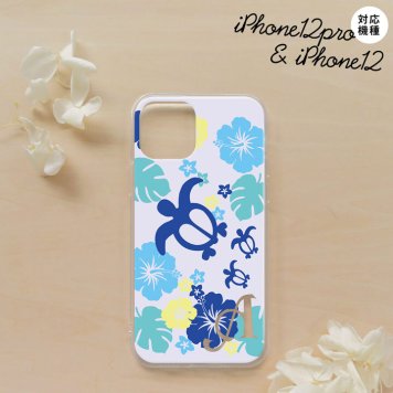 iPhone12/iPhone12pro iPhone12 / iPhone12pro スマホケース ソフトケース ホヌ ハイビスカス 青 +アルファベット メンズ レディース nk-i12-tp1107i