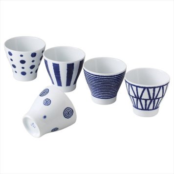 波佐見焼 藍玉 カップ5客揃　 19864  内祝 内祝い お祝 御祝 記念品 出産内祝い プレゼント 快気祝い 粗供養 引出物