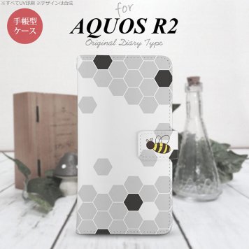 SH-03K/SHV42/706SH AQUOS R2 手帳型スマホケース カバー ハニー クリア 黒  nk-004s-r2-dr1690