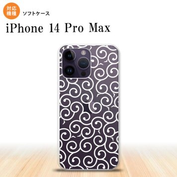 iPhone14 ProMax iPhone14 Pro Max スマホケース 背面ケースソフトケース 唐草 クリア 白 2022年 9月発売 nk-i14pm-tp1128