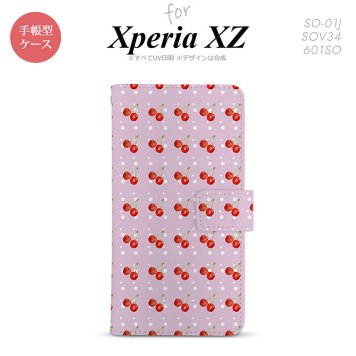 【手帳型 スマホ カバー ケース】【SO01J】【エクスペリア XZ 】手帳型 ケース SO-01J スマホ カバー XPERIA XZ エクスペリア さくらんぼ・チェリー ピンク nk-004s-so01j-dr178【メール便送料無料】