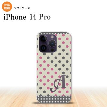 iPhone14 Pro iPhone14 Pro スマホケース 背面ケースソフトケース ドット 水玉 C グレー ピンク +アルファベット 2022年 9月発売 nk-i14p-tp1649i