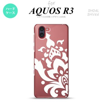 SH-04L SHV44 R3 AQUOS R3 スマホケース カバー ダマスク C 白 nk-r3-1032