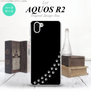 AQUOS R2 アクオス アール2 SH-03K SHV42 専用 スマホケース カバー ハードケース 猫(足跡) 黒×クリア nk-r2-421[スマホ,スマホケース,スマホカバー,ケース,カバー,ジャケット]