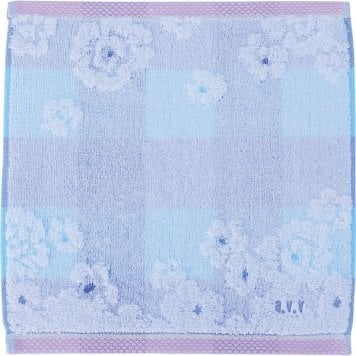 【直送】アーヴェーヴェー 婦人タオルハンカチ [26-0146-138] AVT-524 BL チェック 花ブルー a.v.v 綿100% ミニタオル タオルハンカチ 吸水 肌触り抜群 上品 レディース ギフト 贈り物 内祝い お返し プレゼント
