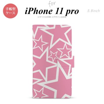 iPhone11Pro iPhone11 Pro 手帳型スマホケース カバー 星 ピンク 白  nk-004s-i11p-dr1118