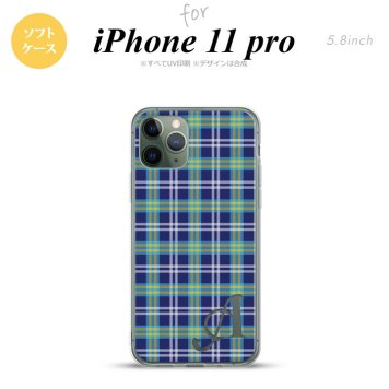 iPhone11Pro iPhone11 Pro スマホケース ソフトケース チェック B 青 +アルファベット メンズ レディース nk-i11p-tp438i