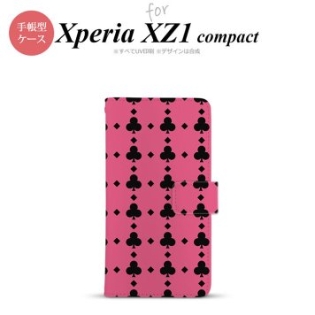 【手帳型 スマホ カバー ケース】【SO02K】【エクスペリア XZ1】手帳型 ケース SO-02K スマホ カバー Xperia XZ1 Compact エクスペリア トランプ(クラブ) ピンク×黒 nk-004s-so02k-dr532【メール便送料無料】