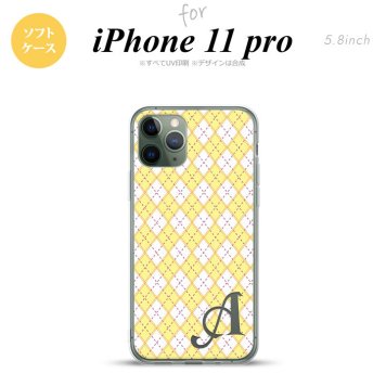 iPhone11Pro iPhone11 Pro スマホケース ソフトケース アーガイル 黄 紫 +アルファベット メンズ レディース nk-i11p-tp1405i