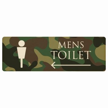 トイレ プレート 木製 MENS 迷彩 カラー 左 矢印 長方形 27x9cm方向案内 進路ドア サインプレート ピクトサイン トイレマーク表示 案内 注意 施設 御手洗 TOILET おしゃれ シンプル 安全対策