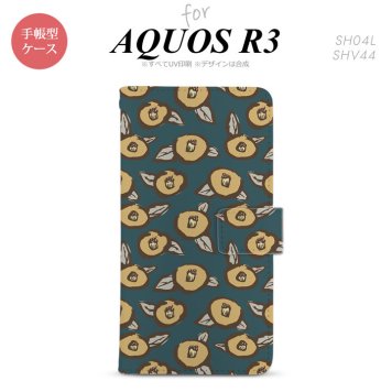 SH-04L/SHV44 AQUOS R3 手帳型スマホケース カバー つばき 紺  nk-004s-r3-dr1703