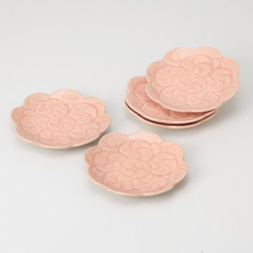 紫陽花ピンク銘々皿揃 陶器 瀬戸焼 やきものの里から、暮らしを贈ります。　ギフト 食器 セット テーブルウェア