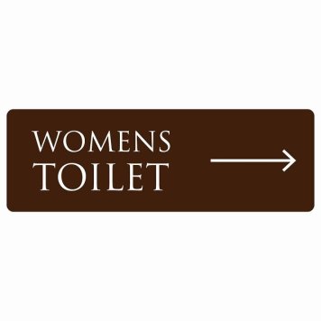 トイレ 案内 シール WOMENS 文字タイプ ブラウン ホワイト 右 矢印 長方形 方向案内 進路ドア 防水 屋内 屋外 サインステッカー ピクトサイン トイレマーク表示 案内 注意 施設 御手洗 TOILET おしゃれ シンプル 安全対策
