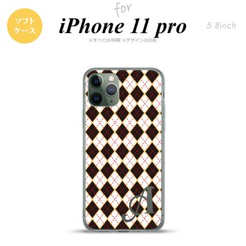 iPhone11Pro iPhone11 Pro スマホケース ソフトケース アーガイル 黒 赤 +アルファベット メンズ レディース nk-i11p-tp1401i