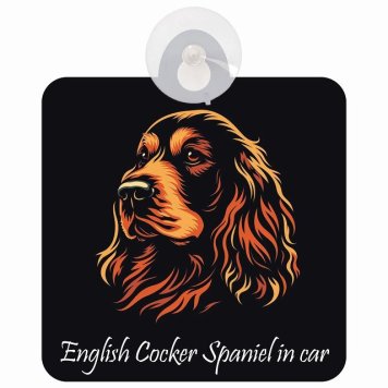 English Cocker Spaniel イングリッシュコッカースパニエル Aタイプ 車 窓ガラス 吸盤タイプ 犬 かっこいい おしゃれ イラスト付 DOG IN CAR ドッグインカー ドッグオンボード 安全対策 セーフティサイン デコ 外出 ドライブ カーサイン 吸盤