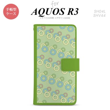 SH-04L/SHV44 AQUOS R3 手帳型スマホケース カバー 丸 緑  nk-004s-r3-dr1662