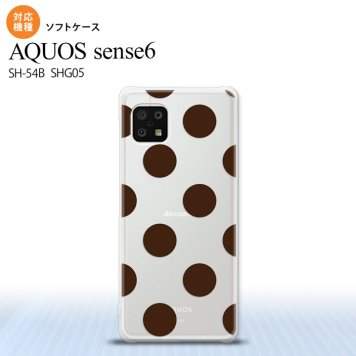 SH-54B SHG05 AQUOS sense6 スマホケース ソフトケース ドット 水玉 A 茶 メンズ レディース nk-sens6-tp002