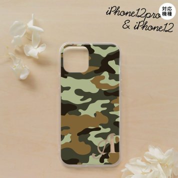 iPhone12/iPhone12pro iPhone12 / iPhone12pro スマホケース ソフトケース ウッドランド 迷彩 B 緑 +アルファベット メンズ レディース nk-i12-tp1158i
