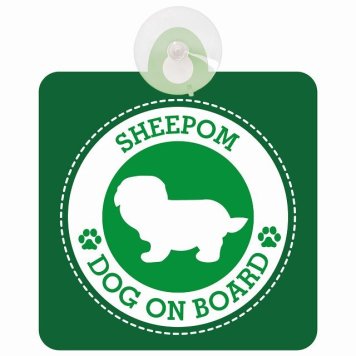 セーフティサイン DOG ON BOARD Sheepom シーポメ グリーン 安全運転 車内用 吸盤タイプ 煽り運転対策 収れん火災防止タイプ 安全対策 カーサイン 吸盤 肉球マーク