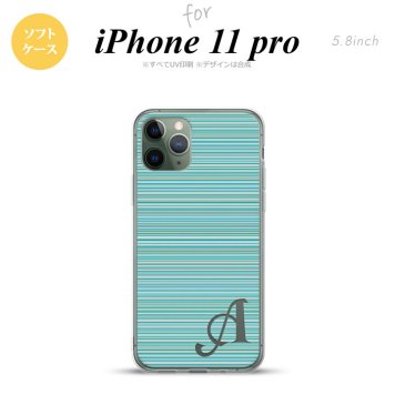 iPhone11Pro iPhone11 Pro スマホケース ソフトケース ボーダー 細 ターコイズ +アルファベット メンズ レディース nk-i11p-tp1285i