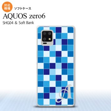 SHG04 SHG04 ZERO6 AQUOS zero6 スマホケース ソフトケース スクエア モザイク 青 +アルファベット メンズ レディース nk-zero6-tp1020i