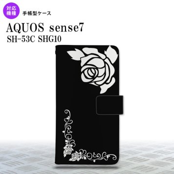 sense7 sense7 手帳型スマホケース カバー バラ 黒 白 2022年 11月発売 nk-004s-sens7-dr1068