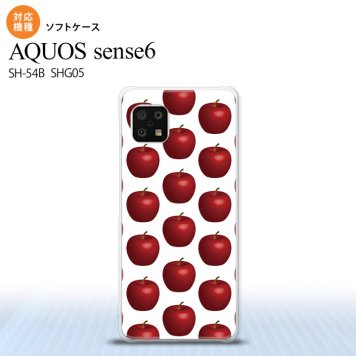 SH-54B SHG05 AQUOS sense6 スマホケース ソフトケース りんご 林檎 白 赤 メンズ レディース nk-sens6-tp046