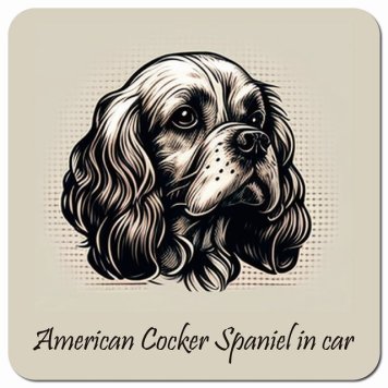 イラスト付 Dog in Car アメリカンコッカースパニエル Aタイプ カーサイン 車 マグネットステッカー 犬 マグネット 強力 13x13cm 正方形 おしゃれ かわいい ドラレコステッカー 安全対策 危険運転 煽り運転 アニマル 動物 犬種別 屋外 防水 屋内
