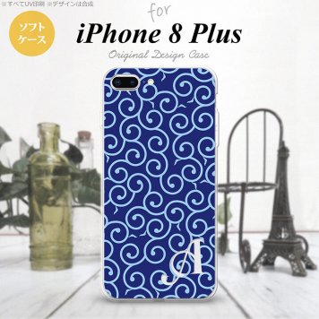 【iPhone8Plus】【スマホケース/スマホカバー】【アイフォン8プラス】iPhone8Plus スマホケース ケース アイフォン8プラス イニシャル 唐草 青×水色 nk-ip8p-tp1131ini【メール便送料無料】