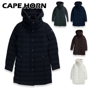 ケープホーン CAPE HORN サンタクルス SANTACRUZ B2570 ダウンジャケット レディース ダウンコート フード付き ストレッチ セミロング丈 防寒 軽量 ブランド 正規品 新品 ギフト プレゼント 人気