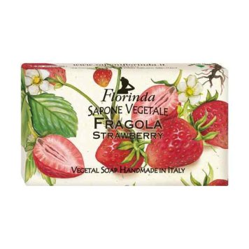 FLORINDA フレグランスソープ ストロベリー 固形石鹸 イタリア製 高級 おしゃれ いちご 苺 フルーツ 香り パラベンフリー 無着色 ギフト プレゼント 女性 誕生日 贈り物 手洗い ボディケア 洗顔 インポート 贅沢