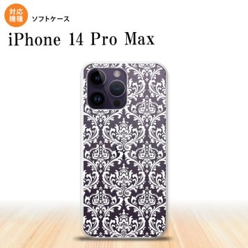 iPhone14 ProMax iPhone14 Pro Max スマホケース 背面ケースソフトケース ダマスク A クリア 白 2022年 9月発売 nk-i14pm-tp458
