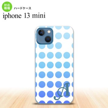 iPhone13mini iPhone13 mini ケース ハードケース 水玉 青 +アルファベット  nk-i13m-1376i