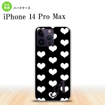 iPhone14 ProMax iPhone14 Pro Max スマホケース 背面ケース ハードケース ハート A 黒 白 +アルファベット 2022年 9月発売 nk-i14pm-119i
