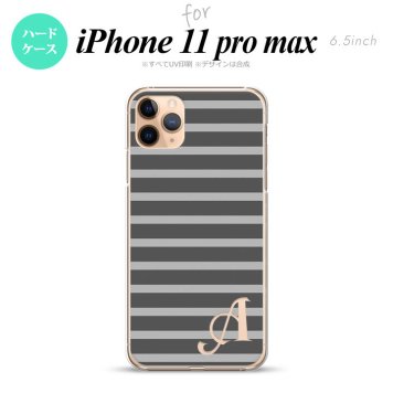 iPhone11ProMax iPhone11pro max スマホケース ハードケース ボーダー グレー +アルファベット メンズ レディース nk-i11pm-704i
