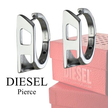 DIESEL ディーゼル ピアス メンズ レディース ペア 片耳ピアス 2個セット フープピアス ステンレス シルバー チェーンモチーフ ユニセックス ブランドアクセサリー カップル お揃い プレゼント ギフト 誕生日 記念日 成人 卒業 入学