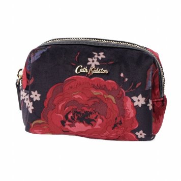キャスキッドソン Cath Kidston ポーチ 化粧ポーチ マルチポーチ 786331 VELVET MAKE UP BAG ベルベット メイクアップ バッグ BLACK Jacquard Rose ブラック+レッド系マルチ