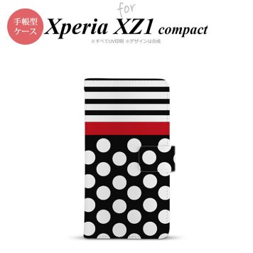 【手帳型 スマホ カバー ケース】【SO02K】【エクスペリア XZ1】手帳型 ケース SO-02K スマホ カバー Xperia XZ1 Compact エクスペリア ドット・ボーダー 黒 nk-004s-so02k-dr354【メール便送料無料】