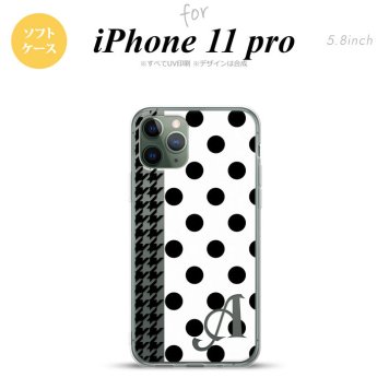 iPhone11Pro iPhone11 Pro スマホケース ソフトケース ドット 千鳥 黒 +アルファベット メンズ レディース nk-i11p-tp1515i