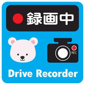 ドラレコ ステッカー シール 録画中 Drive Recorder しろくま ライトブルー 13x13cm 正方形 おしゃれ かわいい ドラレコシール 安全対策 危険運転 煽り運転 前後 アニマル 動物 イラスト付 ドライブレコーダー REC  カーサイン