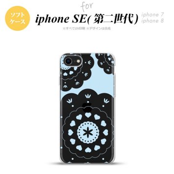 iPhoneSE 2 第二世代 iPhone8&iPhone7 共用 スマホケース 背面カバー ソフトケース レース クリア 青 おしゃれ かわいい かっこいい メンズ レディース nk-ise2-tp1485