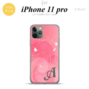 iPhone11Pro iPhone11 Pro スマホケース ソフトケース バタフライ 蝶 A ピンク +アルファベット メンズ レディース nk-i11p-tp202i