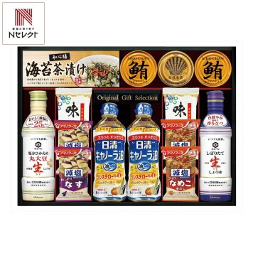 キッコーマン アマノフーズ 日清オイリオ バラエティ ギフト 計14点入 丸大豆生しょうゆほか 調味料 詰め合わせ 食用油 醤油 みそ汁 味海苔【北海道・沖縄県・離島 配送不可】